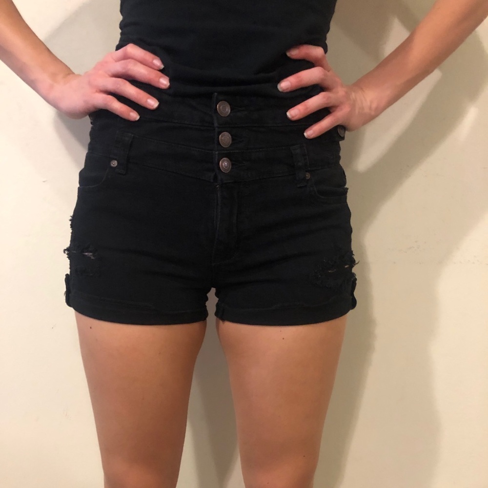 High waisted jean shorts